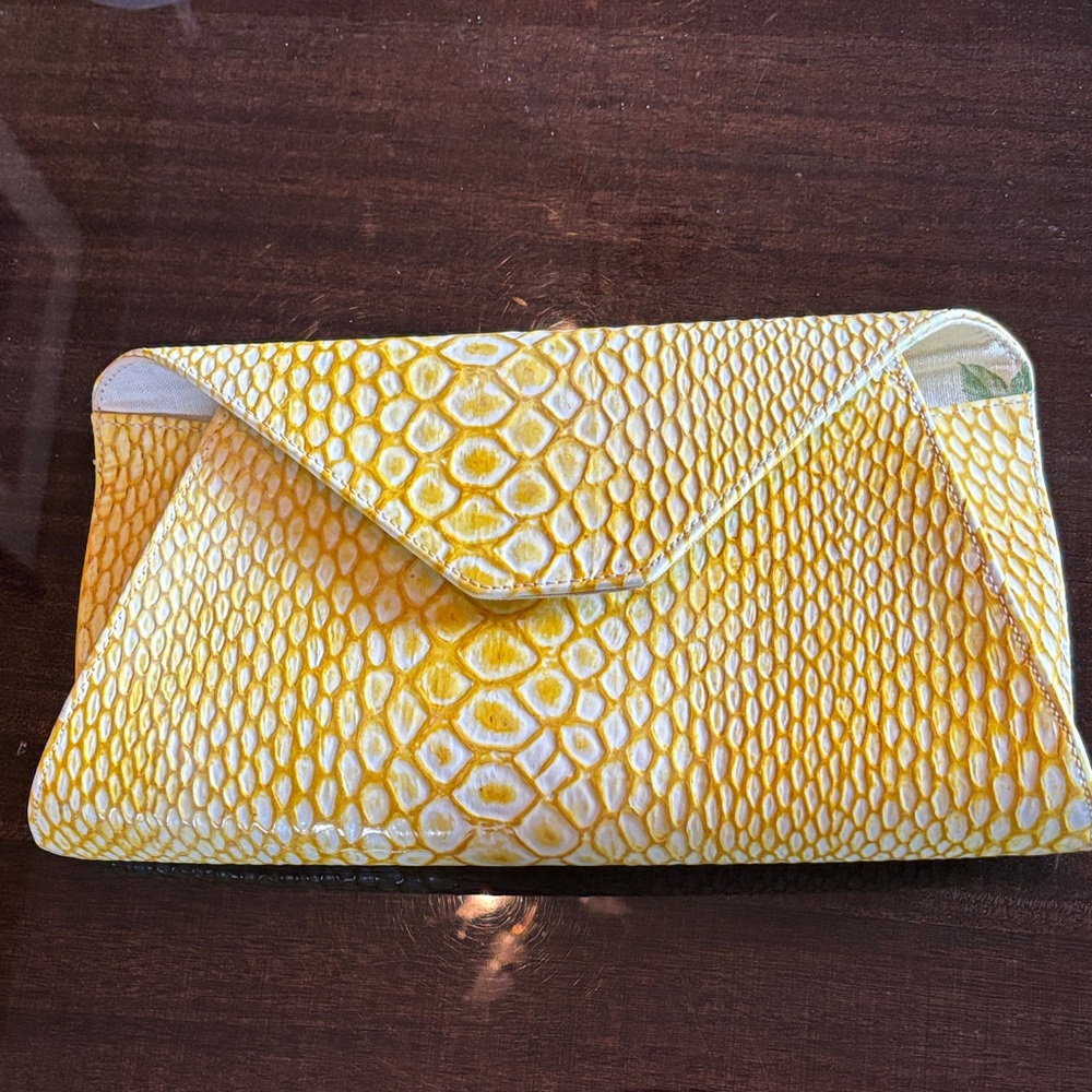 Zara Terez Yellow Snakeskin Clutch